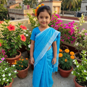 Children's Half Silk Solid Color Saree