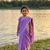 Children's Half Silk Solid Color Saree