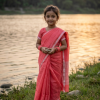 Children's Half Silk Solid Color Saree